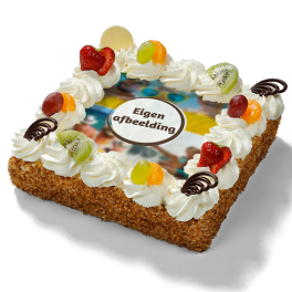 Vegan slagroomtaart "Fruit met logo"